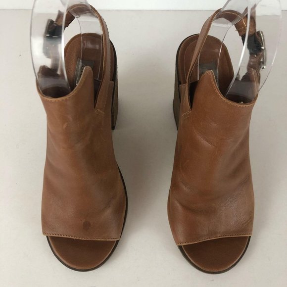 Steve Madden Talento Tan Leather Block Heels Sz 6 - Picture 4 of 12